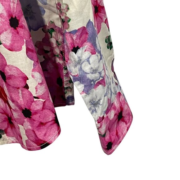 TUNEVUSE Mens Floral Long Sleeve Button Up Shirt Pink Purple Hawaiian Sz L - Picture 6 of 8